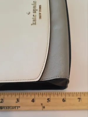 Kate Spade Carson Shoulder Bag Colorblock White Grey Saffiano Leather Minimalist thumbnail 14