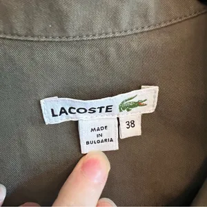 Lacoste Army Green Button Up Safari Belted Shirt Dress | S thumbnail 5