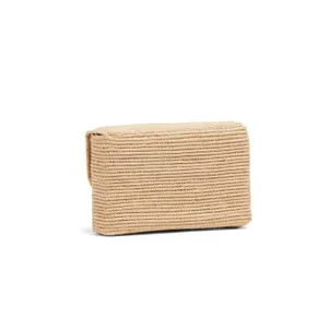 Poolside Gold Chain Women's Clutch Beige Seashell Raffia Crossbody thumbnail 2