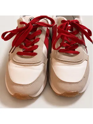 CHOUISS Women’s EU‎ 40 Retro Sneakers Red White Beige Colorblock Walking Shoes thumbnail 3