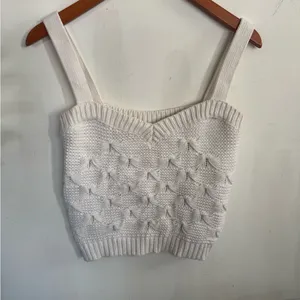 Zara Ivory Off-the-Shoulder Knit Tank thumbnail 3