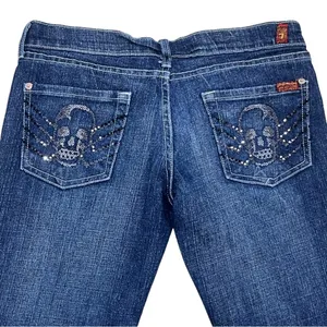 7 For All Mankind Embroidered Skeleton Spider Bootcut Jeans thumbnail 5
