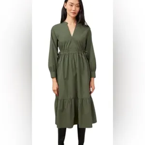 Rails‎ Maple Olive Smoke Midi Dress Smocked Waist Boho Cottagecore Chic Size S thumbnail 3