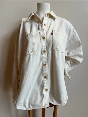 Levi's Off-White Button-Up Oversized Shirt Jacket thumbnail 1