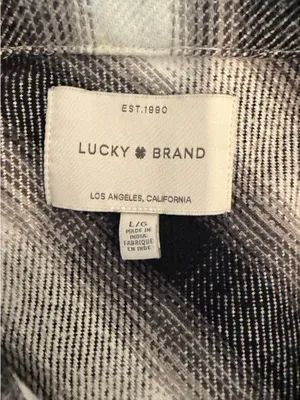 Women’s black and white plaid Lucky Brand jacket button up large thumbnail 3