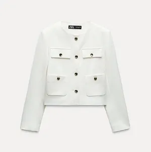 blazer jacket white golden buttons office suit coat business casual thumbnail 3