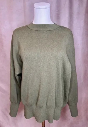 Abercrombie Fitch Oversized Soft Mock Neck Sweater XS Olive Green Rib Knit Cozy thumbnail 1
