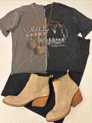 American Highway Distressed Country Graphic Short Sleeve Tee Charcoal Black Festival Concert M thumbnail 3