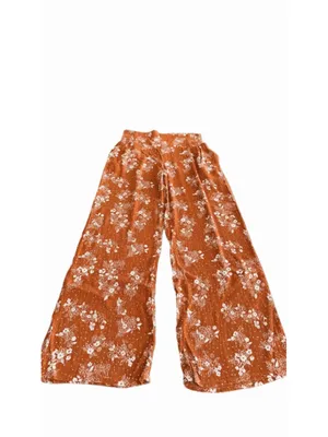THREE DOTS TO Rust Floral Wide Leg Palazzo Pants - Size M thumbnail 3