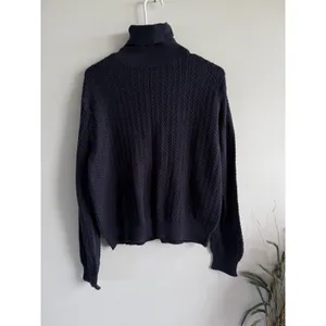 Ralph Lauren Polo Golf Navy Blue Cable Knit Turtleneck Cotton Sweater Large thumbnail 3