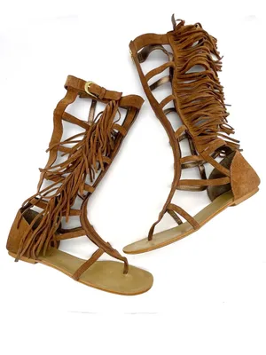 Colin Stuart Victoria’s Secret Sandals 9B Suede Fringe Tall Gladiator Festival thumbnail 2