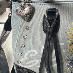 NWT Ed Hardy Denim Eagle Rhinestone Tote Bag - Y2K Vintage Style thumbnail 16