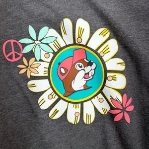 Buc-ee's Large T-Shirt Gray Hippie Van Daisy Peace Soul Shine Graphic Tee Retro thumbnail 3