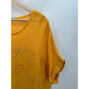 Viola Borghi Women Orange 100% Linen Floral‎ Mixed Media Top Large Made in Italy thumbnail 3