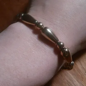 Golden Color Hematite Beaded Stretch Bracelet thumbnail 4