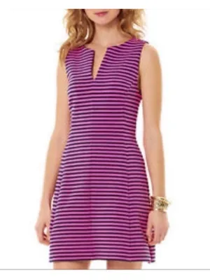 Lilly Pulitzer Brielle Striped Sleeveless Fit and Flare Dress Pink Navy womens thumbnail 10