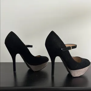 Rue21 Black and Gray/Tan‎ Platform Heels Sz SM thumbnail 8
