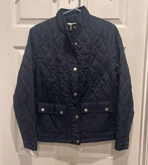 A New Day Quilted Chore Jacket Navy Blue Full Zip‎ Pockets Size Large Women thumbnail 1