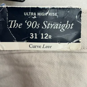 Abercrombie & Fitch Curve Love Ultra High Rise 90s Straight Jeans Beige 31‎ 12R thumbnail 6