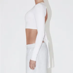 KHY Kylie Jenner Archive Long Sleeve Wrap Top in White Size Medium NEW thumbnail 2