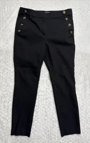 Loft The Sutton Skinny Pants Black Button Details Womens Size 6 Stylish Office thumbnail 1