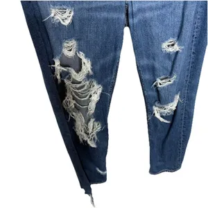 American Eagle Mom Strigid Jean Blue Jeans High Rise Distress Denim Sz 10 Womens thumbnail 3