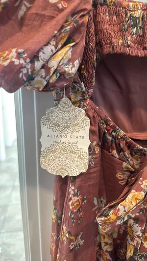 Altar'd State Floral Puff Sleeve Square Neck Knot Open Back Mini Dress thumbnail 2