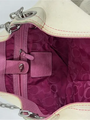 Coach Cream and Light Gray Shoulder Bag with Chain Strap D19 thumbnail 5