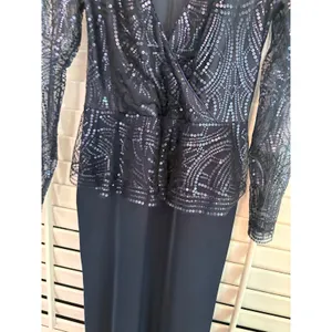Tadashi Shoji Navy‎ Sequin Maxi Dress Size 10 thumbnail 4