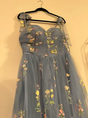 Blue Floral Prom / Formal Dress SZ 18 thumbnail 4