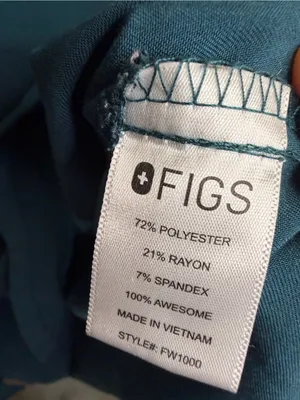 Figs Women’s Teal V-Neck Scrub Top with Navy Pants thumbnail 5