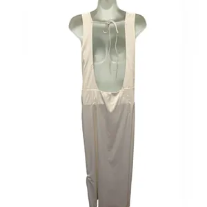 Abercrombie & Fitch Wedding Gown Sz XL Winter White Cut Out Back Slit Side Satin thumbnail 3