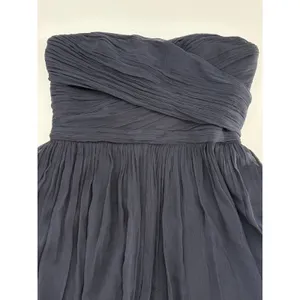 J.Crew Arabelle Strapless‎ Silk Chiffon Dress Navy Blue Size 4 Ruched Cocktail thumbnail 4