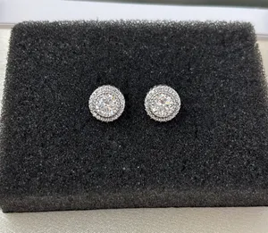 10mm CZ Stud Earrings for Men Women Streetwear Hip Hop Punk Unisex Earrings thumbnail 1