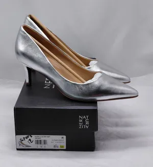 Naturalizer Women's Pumps Size 8.5M Silver Metallic Leather Pointed Toe Heels thumbnail 1