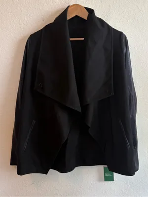 Halara Faux Leather Waterfall Open Front Jacket Size Large thumbnail 2