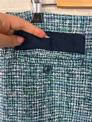 LOFT Blue Green Tweed Skirt Size 14 thumbnail 8