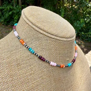 Handmade 15” Navajo Style Sterling Silver Pearls Choker thumbnail 6