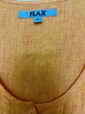 FLAX Brand 100% Linen Short Sleeve Dress Orange Womens Size S thumbnail 5
