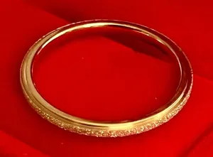 Gold Stardust Textured 2mm Band Ring Size 9 thumbnail 1
