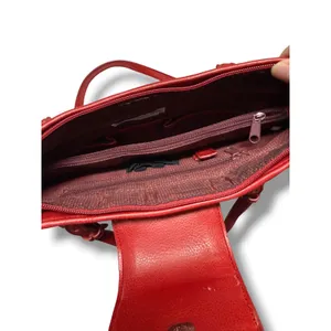 Coldwater Creek‎ Red Leather Shoulder Bag Heart Silver Tote Purse Multi Pocket thumbnail 6