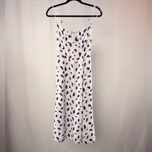 Reformation Juliette Slit Midi Dress in Dalmatian White‎ Blue Size 6 thumbnail 4