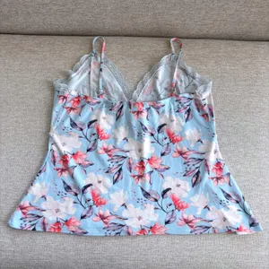 Jessica Simpson Floral Cami Top Large Lace Trim Coquette Cottage Romantic Whimsy thumbnail 3