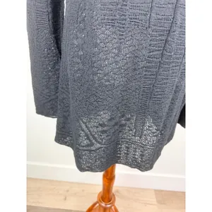 Raey Black Organic Cotton Textured Pointelle Crochet Knit Sweater‎ Dress Italy thumbnail 13