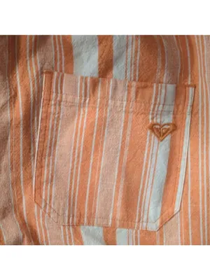 Roxy Orange And White Striped Linen Blend Pants Size XL thumbnail 3