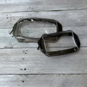 Set Of 2 Clear Black Outlined Zipper Travel Case Small Concert Festival‎ thumbnail 2