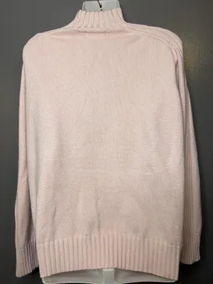 LESUMES Sweater Womens Large Pink Mock Neck Raglan Knit Pullover Cozy Soft thumbnail 5