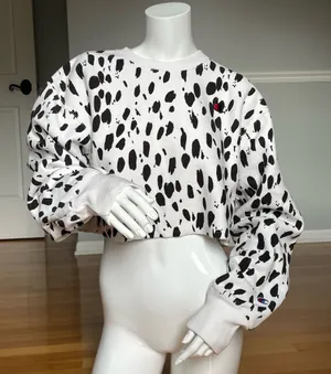 Champion Reverse Weave Dalmatian Print Cropped Sweatshirt Women’s Small S thumbnail 1