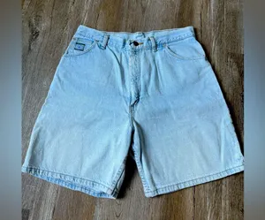 VTG Wrangler Mom Shorts Baggy Shorts Blue Faded Size 14 31 32 thumbnail 1