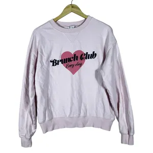 Wildfox Brunch Club Heart Graphic Sweatshirt Pink Coquette Oversized Size S thumbnail 1